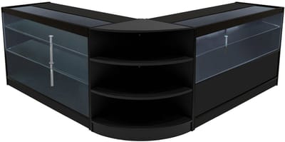 Calliope led-winkeltoonbankset - zwart - 150+150+60 cm - gehard glas
