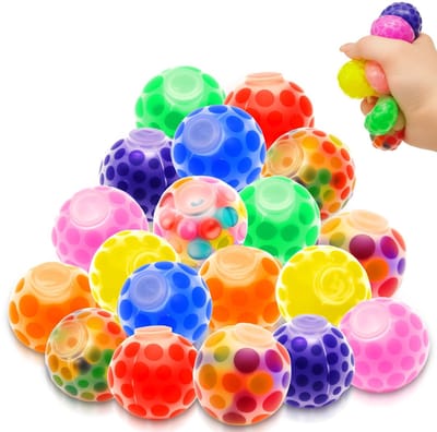 Set van 24 stressballen, antistressballen, antistressspeelgoed, knijpballen met waterparels, kneedballen, stressballen, friemelballen, fidgetballen voor angstverlichting en als kalmerend stressbal