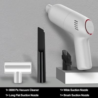 Stofzuiger - Auto stofzuiger - Kruimeldief Snoerloos - Handstofzuiger - Draadloos - Autoreiniger - 8000 Pa - 24,4x15,7x7,2cm - Lichtgewicht - Wit