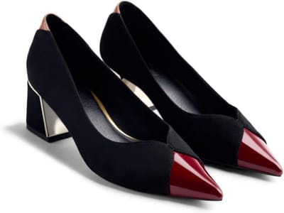 Dames Pumps Zwart Suède Look Blokhak Puntneus - Plateau Schoenen