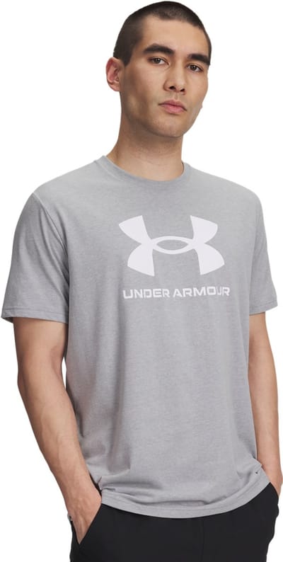 Under Armour UA SPORTSTYLE LOGO UPDATE SS-GRY Heren Sportshirt - Steel Light Heather - Wit