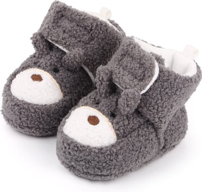 Babyslofjes - voor Pasgeborenen, Peuters en Baby's - Hoog - Maat 20-21 - 13cm - Grijs