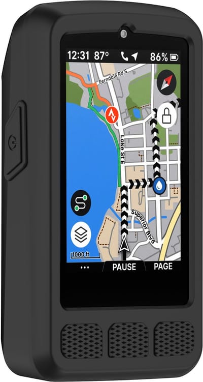 Beschermhoesje + screenprotector voor Wahoo Elemnt Roam 3 - Siliconen beschermhoes voor fietsnavigatie - zwart