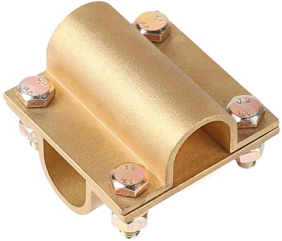 Ø 14.2 mm messing kruisconnector voor 70 mm², diepte-aarde klem, aardingsklem, staafhouder en bliksemafleider, geschikt voor ronde geleiders en verbindingen