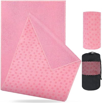 Yoga Handdoek voor Yogamat, Antislip en Sneldrogend, Roze Kleur voor Comfortabel Gebruik