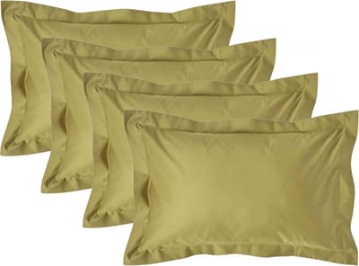 Homescapes Luxe Satijn Kussensloop 50x75 cm met Sierrand – Olijfgroen – Set van 4 – 100% Egyptisch Katoen Satijn – Draaddichtheid 1000