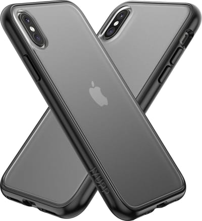 IYUPP Hoesje Geschikt voor iPhone X / Xs Hoesje - Shockproof Back Cover - Mat Zwart Transparant