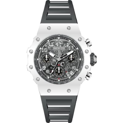 Invicta Racing 69622 Herenhorloge - Quartz Uurwerk - Acryl met Zilveren Wijzerplaat - 40 mm