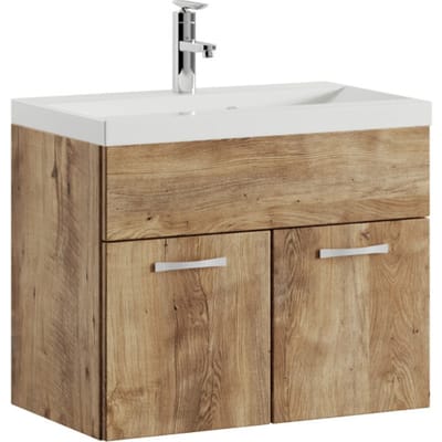 Badplaats Badkamermeubel Montreal 60 x 35 cm – Kastanje Eiken – Wastafel met Onderkast