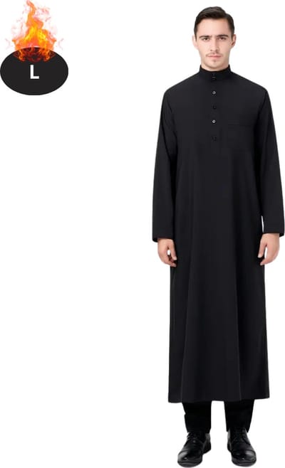 Nivard Islamitische Kleding - Djellaba Heren - Moslim Kleding - Arabisch Mannen Kaftan - Alhamdulillah - Zwart L