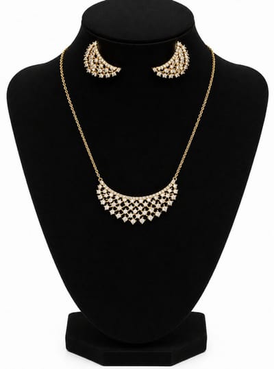 N3 Collecties Luxe Bohemian Zircon Geometrische Stud Oorbellen Ketting Set Vrouwen