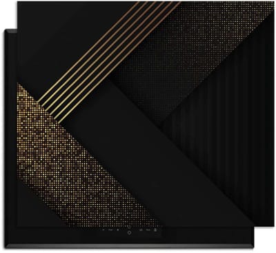 KitchenArt - Golden Geometry – Inductie Beschermer - 52x35 cm - Kookplaat Beschermer - Luxe Afdekplaat Inductieplaat - Anti-slip & Oprolbaar - Beschermmat Inductiekookplaat