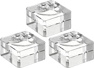 3 stuks kristallen bolhouders van K9 glas, vierkante transparante sokkel voor bal van 5 cm, display voor lensball, decoratieve bal, kerstbal, fotostandaard
