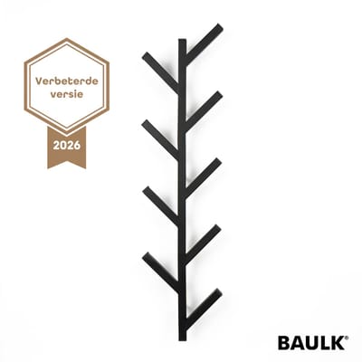 Baulk® - Kapstok – Wandkapstok – Kapstok hangend – Verticaal - Zwart – Modern – Medium – 65cm