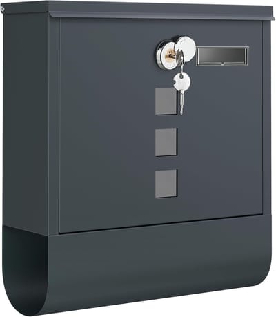 roestvrijstalen brievenbus, brievenbus aan de wand, slot met koperen slotcilinder, krantenvakje, raam, naamplaathouder, eenvoudige installatie, antraciet GMB20AG
