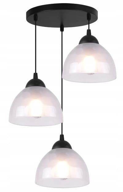 Hanglamp Keuken Drie Lampenkappen Wit Glas Zwart Metaal