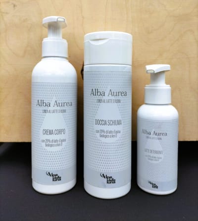 Alba Aurea - Set van 3 op basis van Bio Ezelinnenmelk - Gezichtsreiniger, Doucheschuim en Lichaamsmelk
