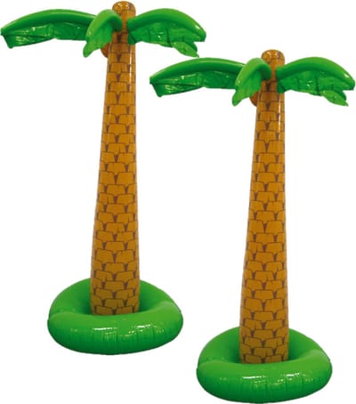 Opblaasbare palmboom/bomen - Set van 2x stuks - 180 cm - Tropische Hawaii versiering - decoraties - feestartikelen