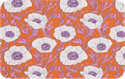 Badmat 80x50 cm - Antislip - Bloemen - Grafisch - Oranje - Badmatten voor badkamer - Badkamermat - Douchemat - Badkamer mat
