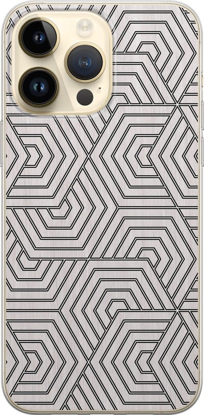 Leuke Telefoonhoesjes - Hoesje geschikt voor iPhone 14 Pro Max - Geometrisch - Soft case - TPU - Print / Illustratie - Grijs