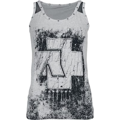 Rammstein Top - Amour - S tot XXL - voor Vrouwen - lichtgrijs gemêleerd-zwart