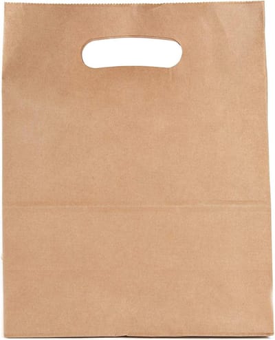Milieuvriendelijke Kraftpapieren draagtassen met handvat - 28 x 15 x 28 cm - 90 g - 50 stuks