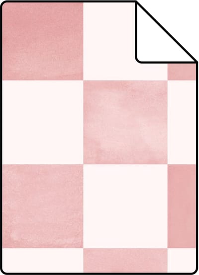 Proefstaal ESTAhome behang geblokt motief roze en wit - 26.5 x 21 cm - 131288-S