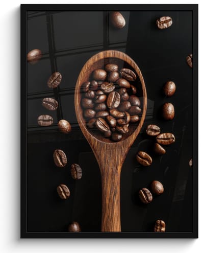 Poster in lijst - Fotolijst 50x70 cm - Posters - Hout - Zwart - Koffiebonen - Posterlijst zwart - Decoratie - Wanddecoratie woonkamer - Muurdecoratie slaapkamer