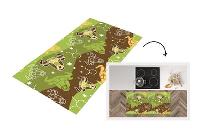 Keukenloper - Loper keuken - Stier - Zodiac - Groen - Patroon - 120x60 cm - Keukenloper vinyl