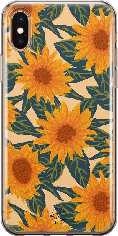 Hoesje geschikt voor iPhone Xs Max - Zonnebloemen - Soft Case - TPU - Bloemen - Geel - Mooie Telefoonhoesjes
