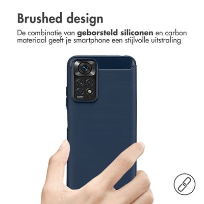 imoshion Hoesje - Geschikt voor Xiaomi Redmi Note 11S (4G) / Xiaomi Redmi Note 11 (4G) - Brushed Backcover - Donkerblauw