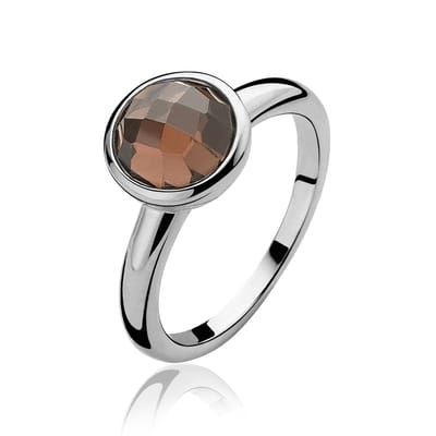 ZINZI zilveren ring bruin ZIR929