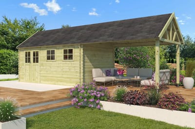 Woodlands Blokhut Gloucester XL Groen Geïmpregneerd 880 x 295 cm