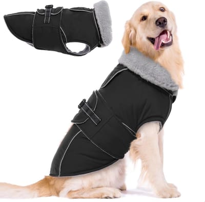 Hondenjas Winter - Hondenvest Warm - Hond Uitlaten - Waterdicht Winddicht - 3XL - Zwart