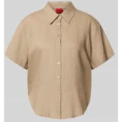 loose fit blouses met korte mouwen van mix van linnen en viscose model 'ENCANTADA'
