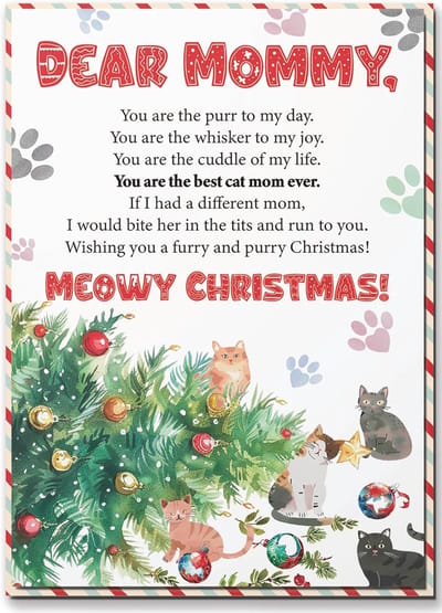 Warme Kerstkaart voor Moeder met Kattenontwerp