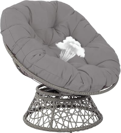 Papasan Stoelkussen - Rond Zitkussen - Buiten Ontspannen - Waterdicht Materiaal - 100x100 cm - Grijs