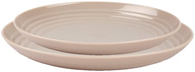 Plasticforte camping borden set - beige - kunststof - 2 soorten - 12x stuks - onbreekbaar servies - platte bordjes