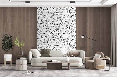 Behang - Fotobehang Nummer - Cijfers - Patronen - Zwart wit - Breedte 200 cm x hoogte 300 cm