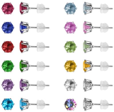 Oorbellen - RVS zirkonia oorbellen dames Rood - 6mm - uniseks - cadeau