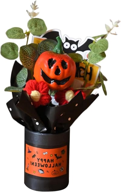 Kunstboeket - Herfstdecoratie - Feestelijke aankleding - Creatief ontwerp - 23 cm hoog - Oranje
