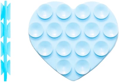 xoxo Wildhearts dubbelzijdige zuignap - Stick On Me Heart - Skyblue - Zuignap telefoonhoes telefoon sticker - Sticky sticker - Octobuddy - Popsocket - Telefoonhouder - Hart vormig - Blauw