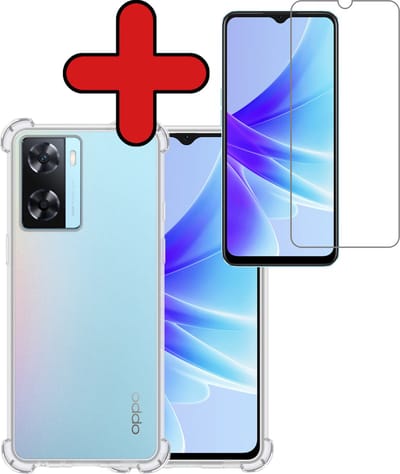 Hoesje - Met Screenprotector - Geschikt voor OPPO A57 - Sterk & Shockproof - Back Cover - Siliconen Case - Telefoon Hoes - Shock Proof - Telefoonhoes - Transparant
