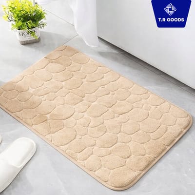 T.R Goods Badmat – Antislip & Sneldrogend – Zacht en Absorberend – 80 x 50 cm – Geschikt voor Douche en Badkamer - Beige / Crème