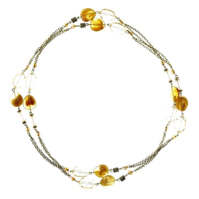 Behave® Dames Ketting - Goudkleur en Beige Lange Ketting - 120 cm - Nikkelvrij