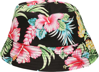 Funny Fashion Verkleed hoedje Tropical Hawaii party - Summer print - zwart - volwassenen - Carnaval - bucket hat