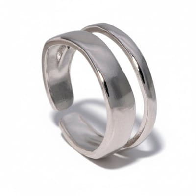 Aramat Jewels | Ringen | Minimalistische Open Ring Geometrisch (Verstelbaar RVS) | Zilverkleur | |12mm | Staal | Volwassenen | Verkleurd niet