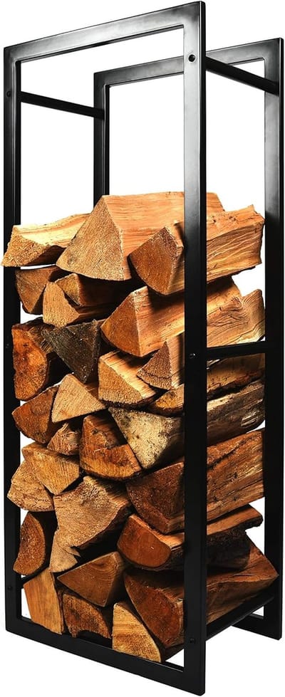 Houthok Met Plank - Opbergrek Tuin - Hout Opslag - Stabiel Frame - 40x25x102cm - Zwart