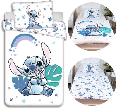 DISNEY Stitch Katoenen rits beddengoed, peuter, kind beddengoed, 100% katoen, 100x135 cm Oeko-Tex