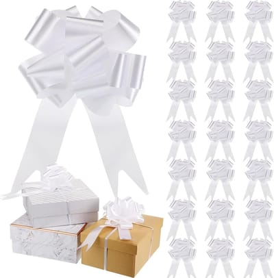 Trekstrikken Geschenkverpakking - Strikken Lint - Cadeaus Versieren - Eenvoudig te Monteren - 100 stuks - Wit